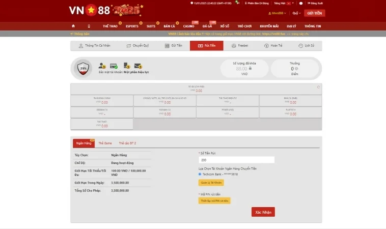 Hướng Dẫn Rút Tiền VN88